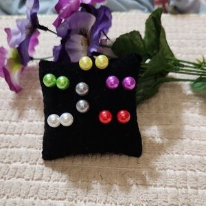 Elegant Multicolor Pearl Stud Earrings
